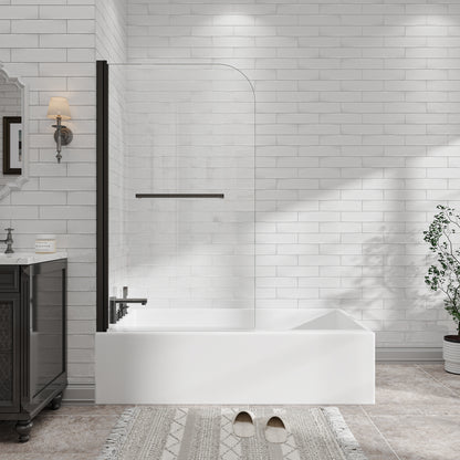 KPUY 32" x 55" Frameless Bathtub Screen | 180° Pivot Shower Door | Reversible