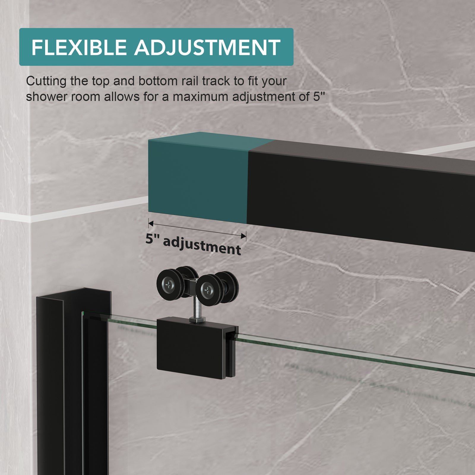 Matte Black Double Sliding Shower Door, Semi-Frameless, 49–54 in. W x 76 in. H, Model S0102