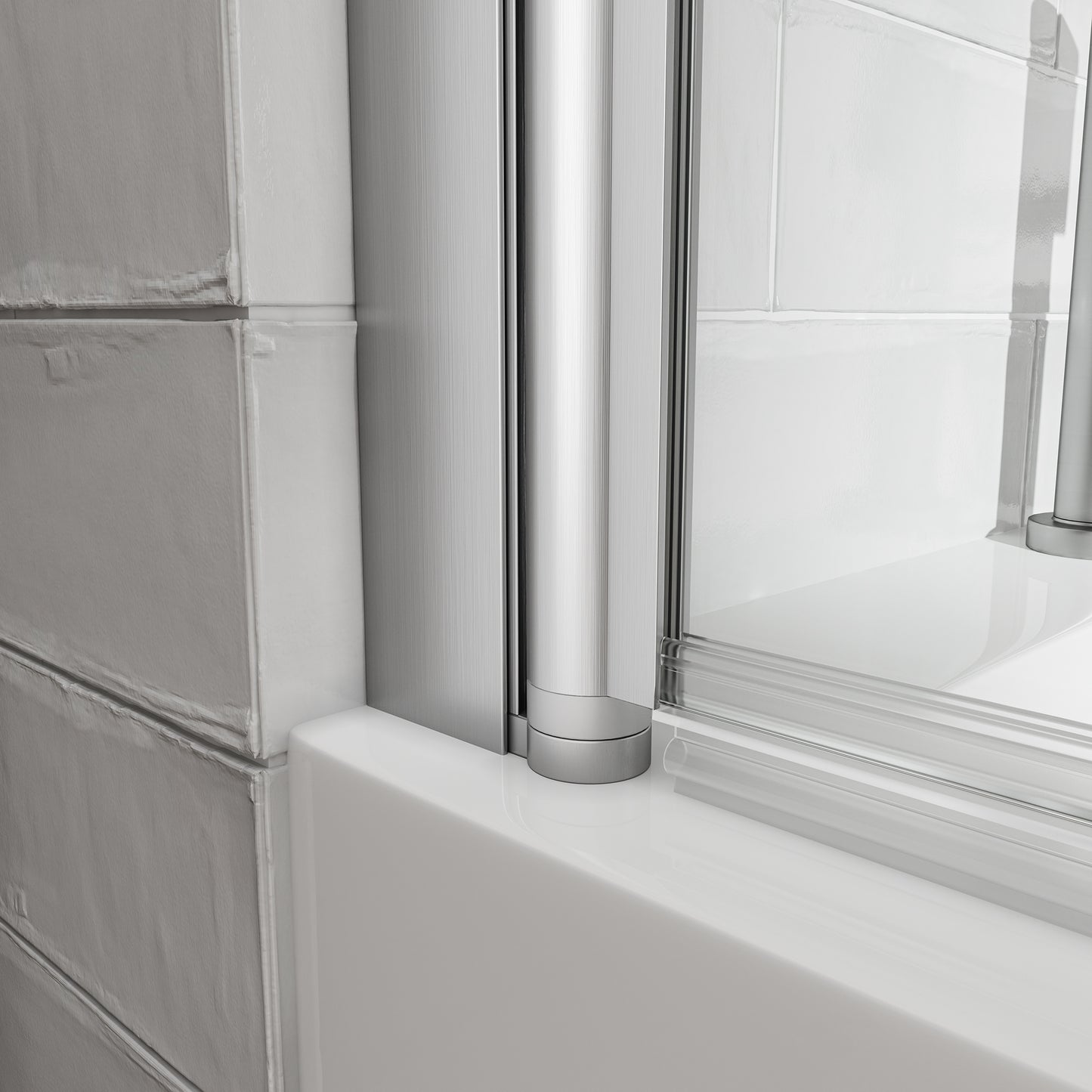 KPUY 32" x 55" Frameless Bathtub Screen | 180° Pivot Shower Door | Reversible