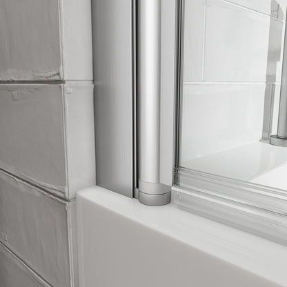 KPUY 32" x 55" Frameless Bathtub Screen | 180° Pivot Shower Door | Reversible