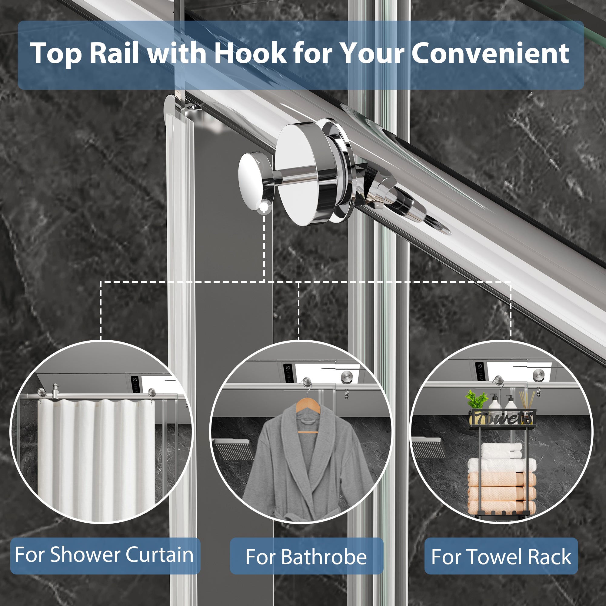 Chrome Sliding Shower Door, Semi-Frameless, 61–66 in. W x 76 in. H, Model S9811B