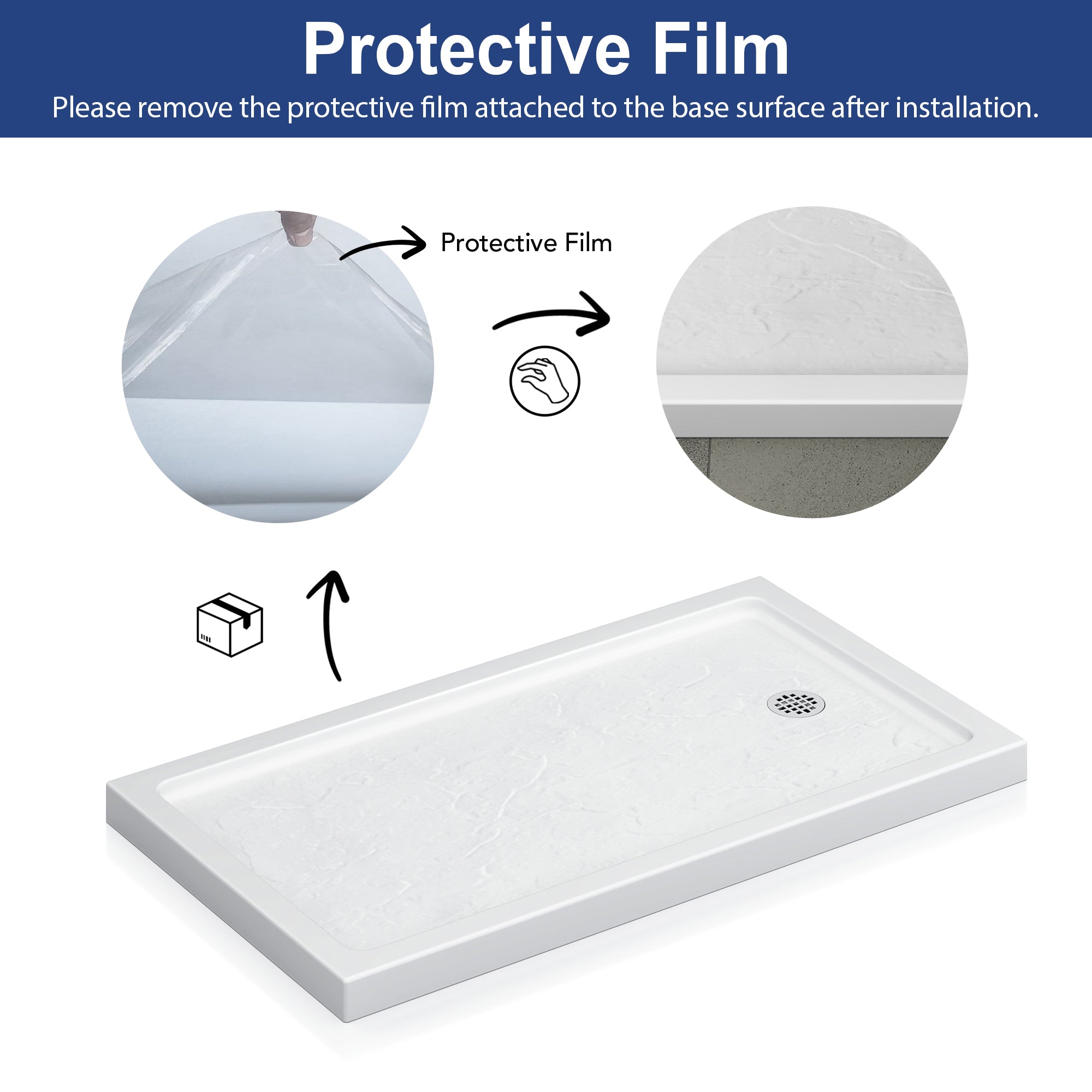 White Rectangular Shower Base Series – 10 Sizes
