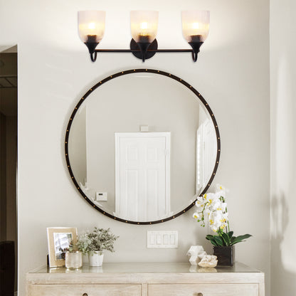 Bathroom Vanity Light Fixture, 3 Light Modern Gold Vanity Lighting fixtures, Bathroom Lighting Fixtures Over Mirror, Bathroom Wall Lamp with Clear Glass for Bathroom, Hallway, Bedroom with E26 Socket