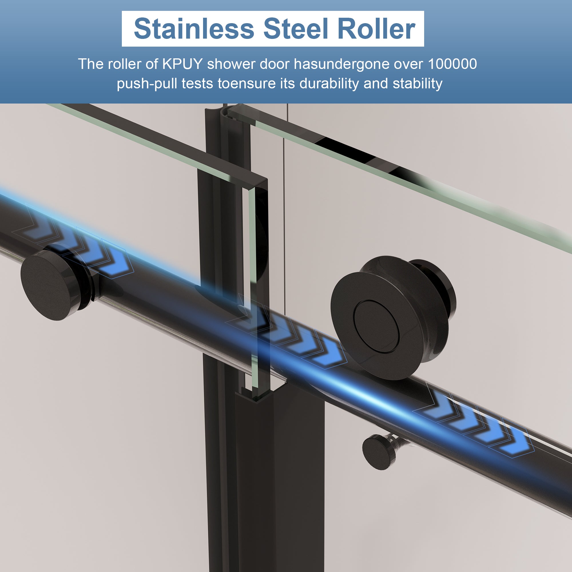 KPUY S9811 Frameless Sliding Shower Door - 56-60" x 76" Wide Matte Black Glass Enclosure-KPUY