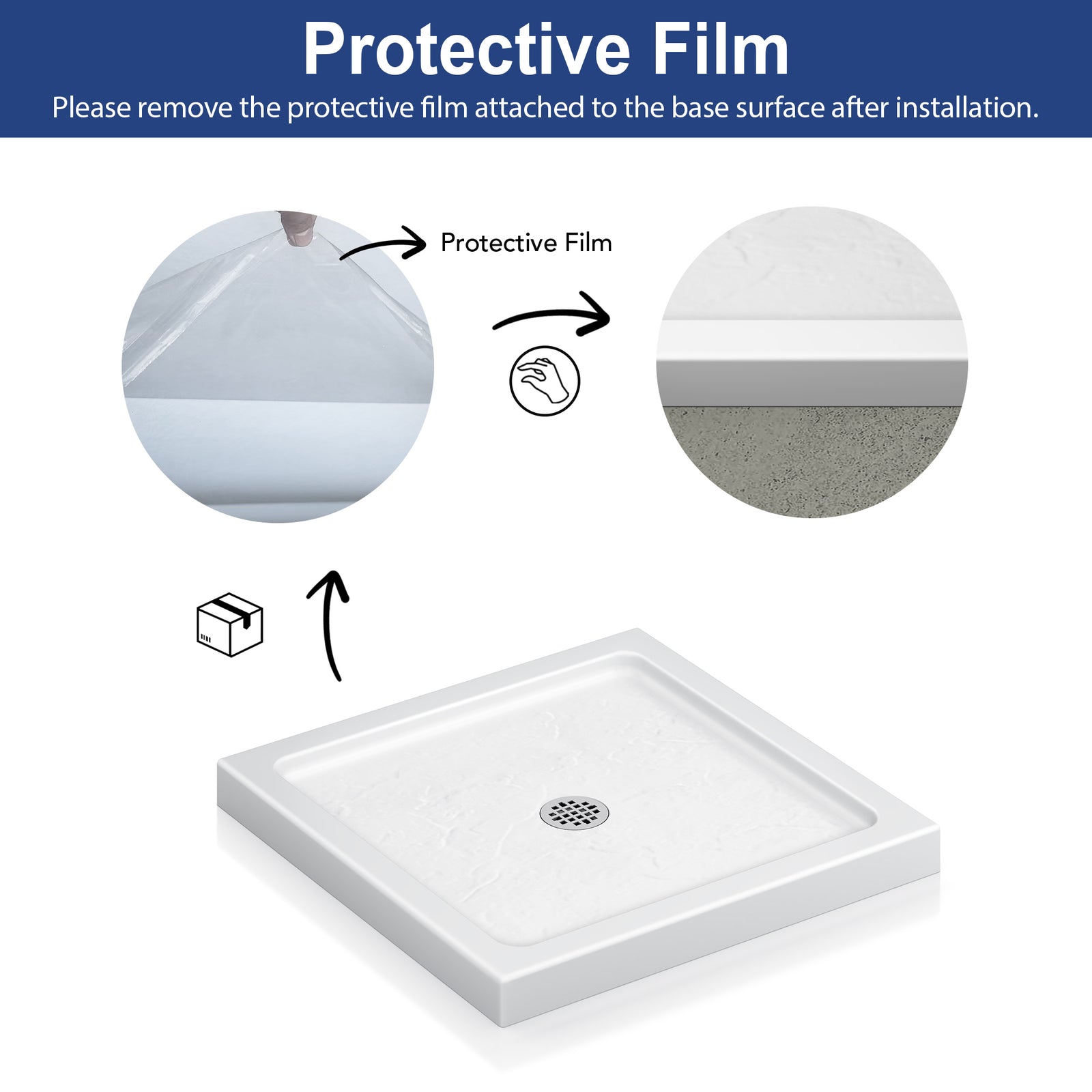 White Square Shower Base Series – 32 x 32 & 36 x 36 Inch