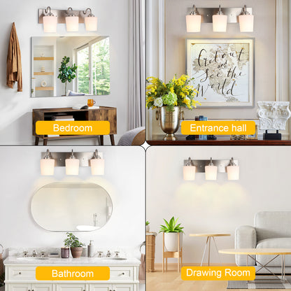Modern Gold Vanity Lighting Fixture, Mirror 4 Lights, Wall Sconce with Frosted Glass for Bathroom, Hallway, Bedroom with E26 Socket