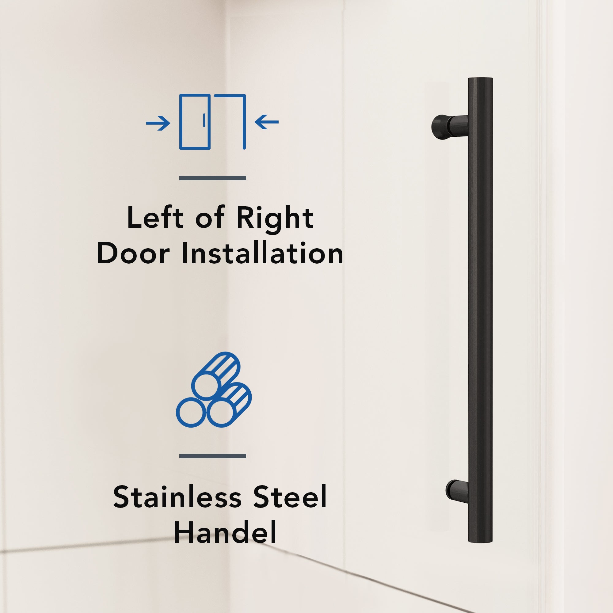 KPUY S9811 Frameless Sliding Shower Door - 56-60" x 76" Wide Matte Black Glass Enclosure-KPUY