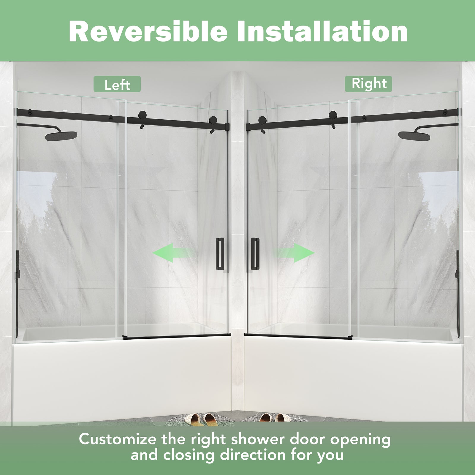 Frameless Sliding Bathtub Door Series - 55-60 in. W x 60 in. H (Multi-Color Selection)