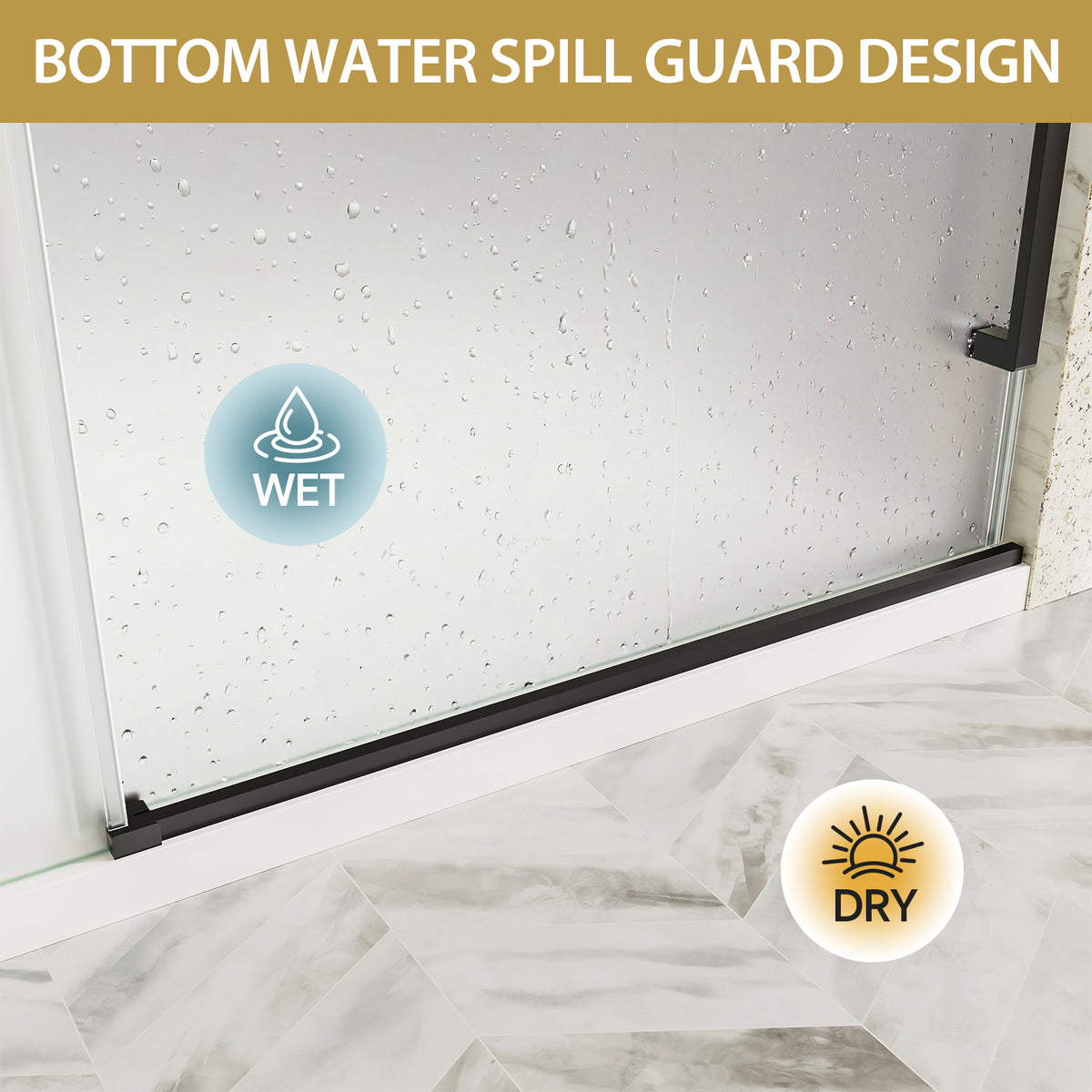 56"-60" W x 75" H Frameless Sliding Shower Door, Matte Black Shower Screen, 5/16" (8mm) Frosted Ultra-Clear Nano-Coated Tempered Glass