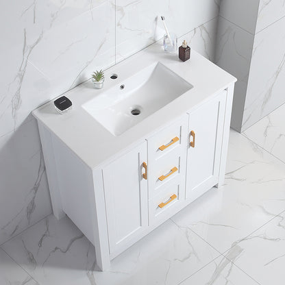36"White Bathroom Vanity with Single Sink, Combo Cabinet Undermount Sink, Bathroom Storage Cabinet with 2 Doors and 2 Drawer, Soft Closing, Multifunctional Storage