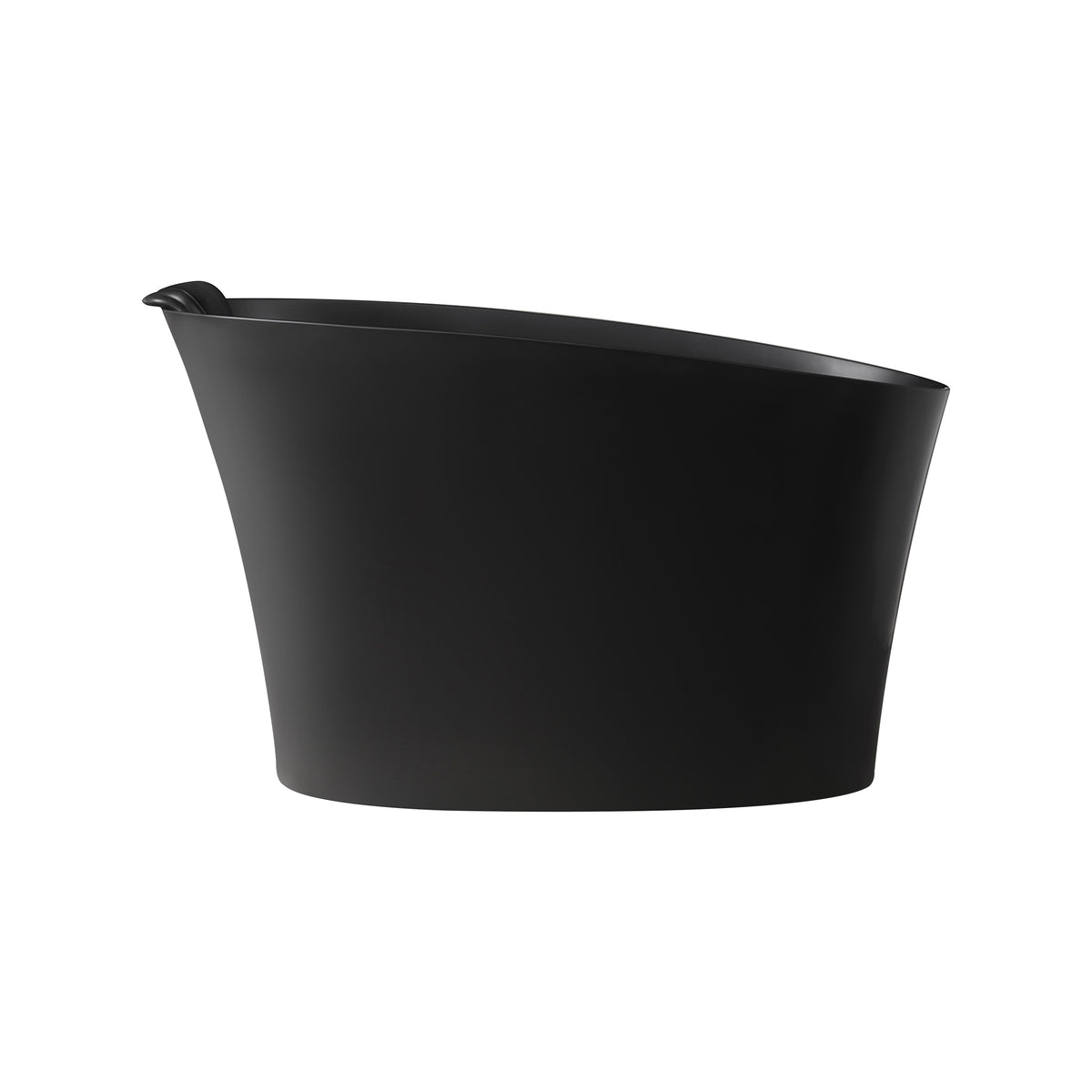 51" Solid Surface Oval Freestanding Black Bathtub with Overflow and Drain Assembly, with Integral Seat and headrest