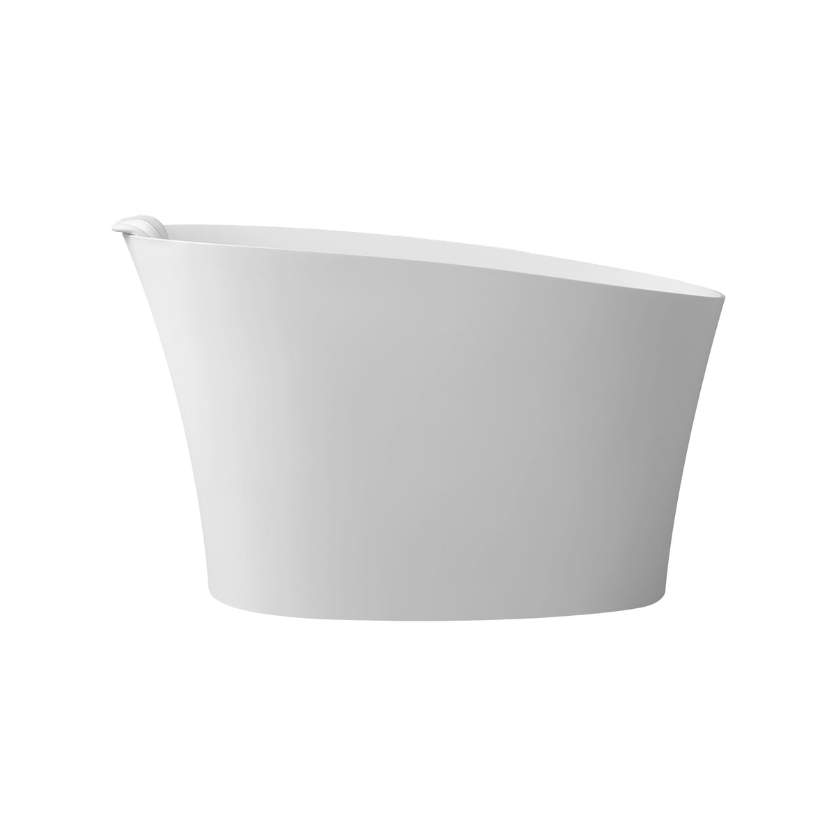 51" Solid Surface Oval Freestanding Glossy White Bathtub with Overflow and Drain Assembly, with Integral Seat and headrest