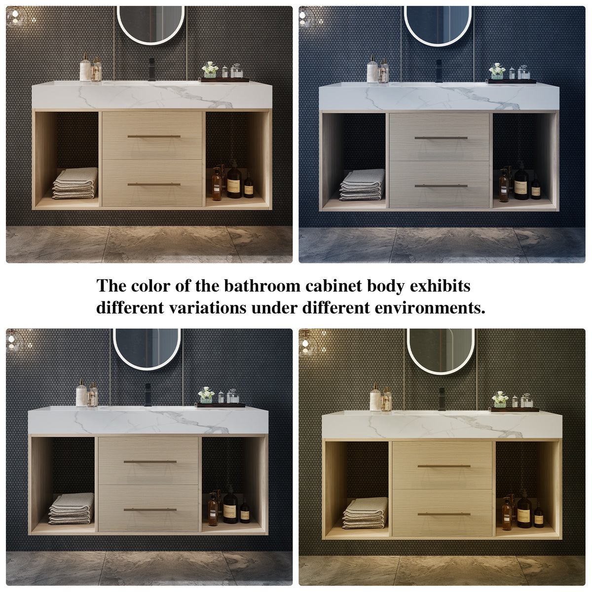 39.4 '' Floating Bathroom Vanity with Ceramic sink,Wall Mounted Vanity 2 Soft Close Drawer and white slate top