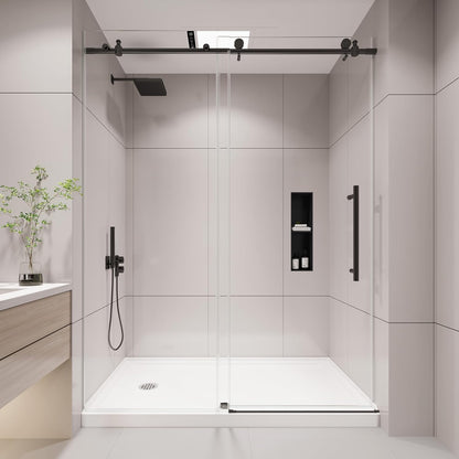 KPUY S9811B Stainless Steel Frameless Sliding Shower Door | 43"-60" W x 76" H | Multiple Finishes