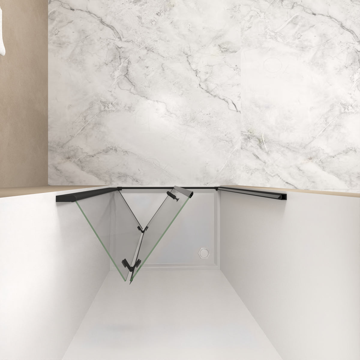 72" Bifold Shower Door, 1/4"(6mm) Tempered Glass, Matte Black Aluminum Frame, Explosion Proof Film