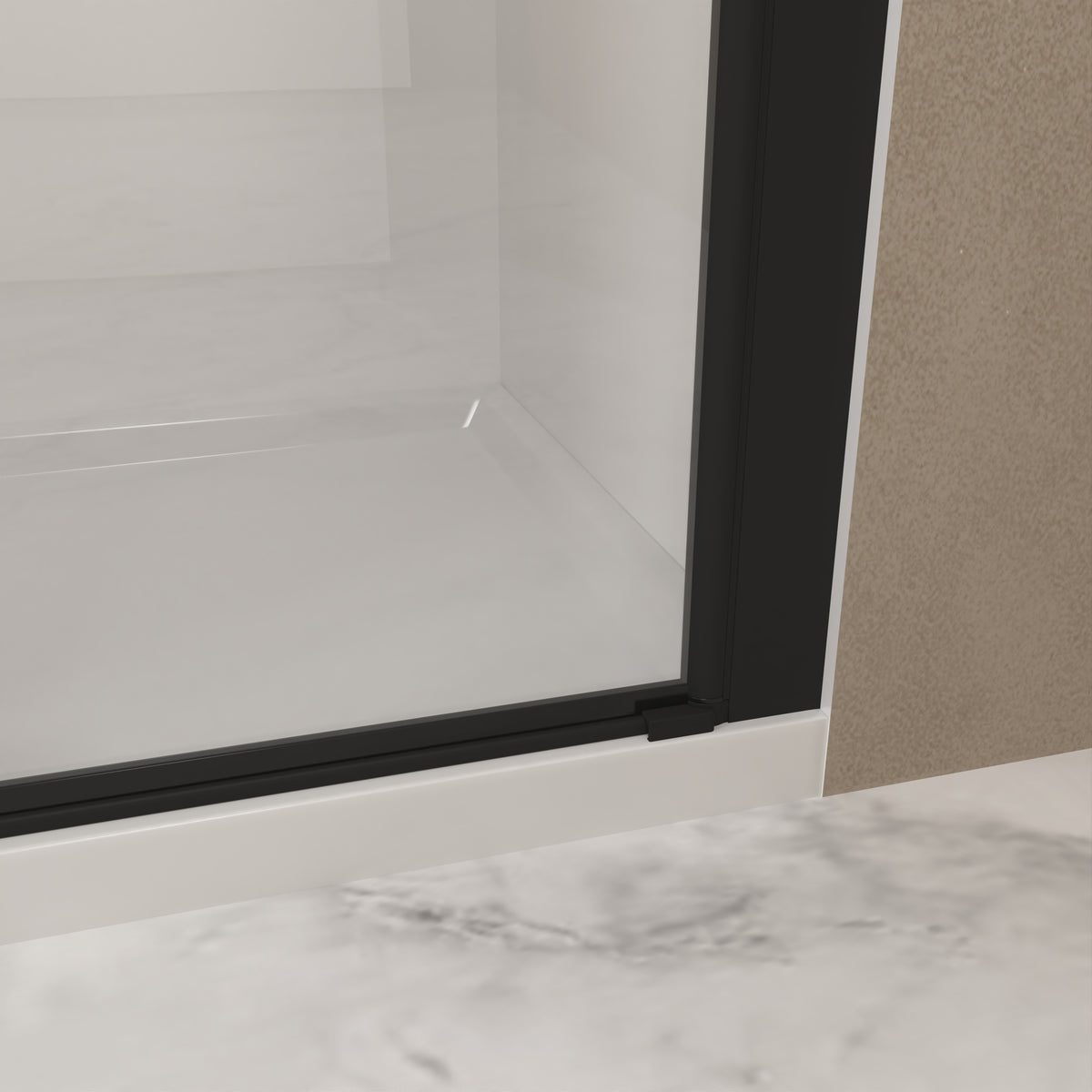 72" Bifold Shower Door, 1/4"(6mm) Tempered Glass, Matte Black Aluminum Frame, Explosion Proof Film