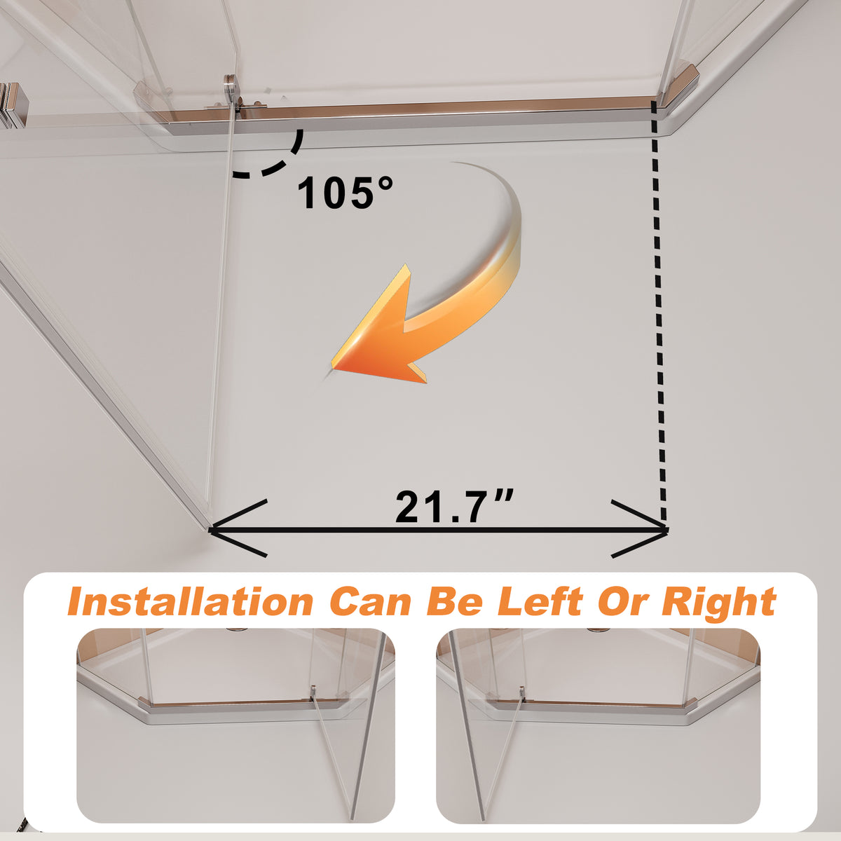 36x36x72" Pivot shower door, with 1/4" (6MM) tempered glass, Frameless Neo-Angle Pivot Shower Enclosure in for Bathroom Shower Door Chrome(NO INCLUDED Neo-Angle Shower Base )