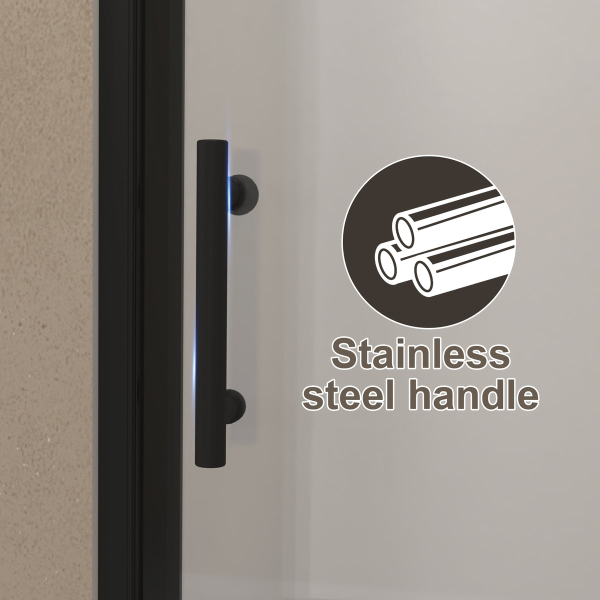 72" Bifold Shower Door, 1/4"(6mm) Tempered Glass, Matte Black Aluminum Frame, Explosion Proof Film