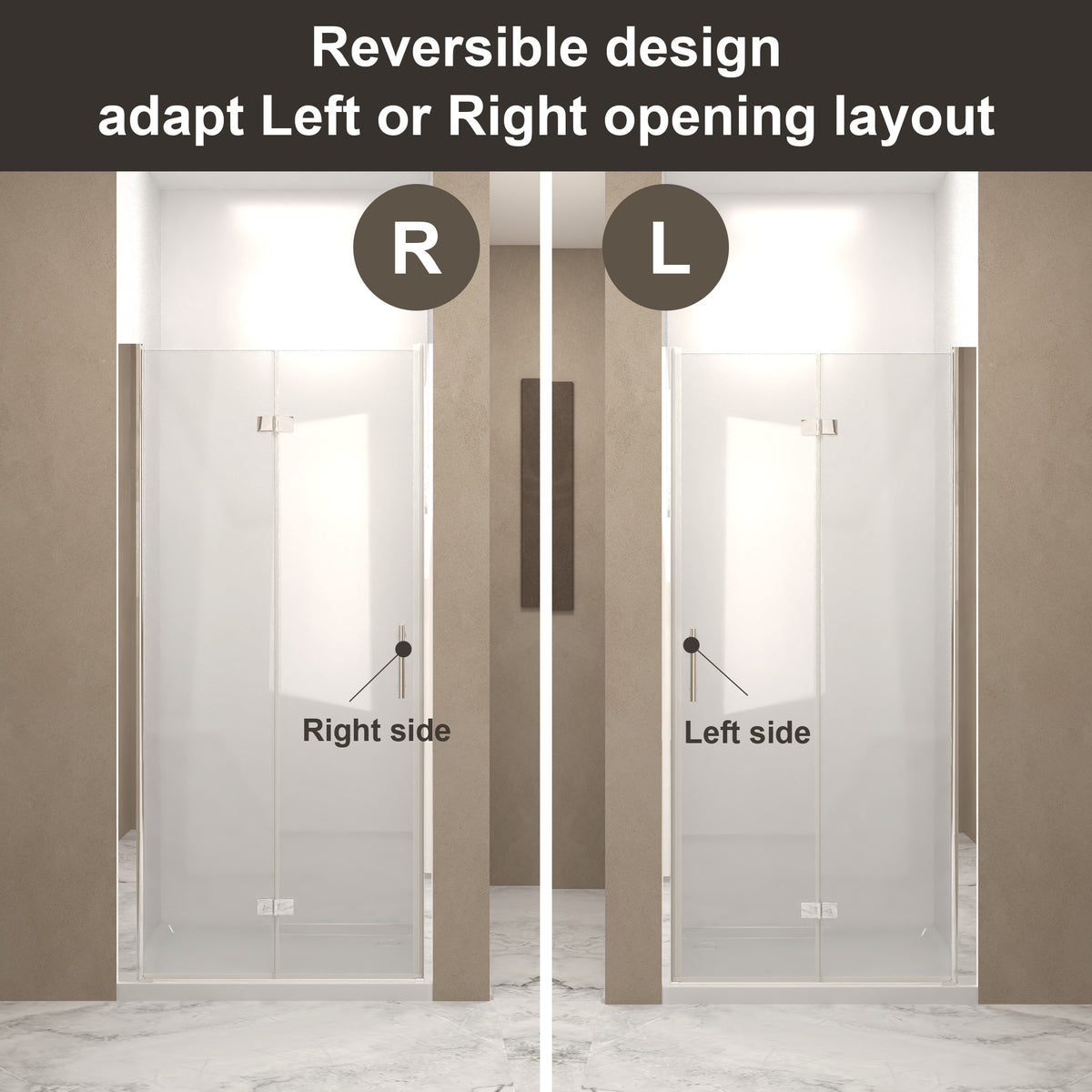 72" Bifold Shower Door, 1/4"(6mm) Tempered Glass, Chrome Aluminum Frame, Explosion Proof Film