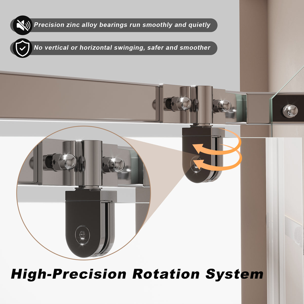 36x36x72" Pivot shower door, with 1/4" (6MM) tempered glass, Frameless Neo-Angle Pivot Shower Enclosure in for Bathroom Shower Door Chrome(NO INCLUDED Neo-Angle Shower Base )