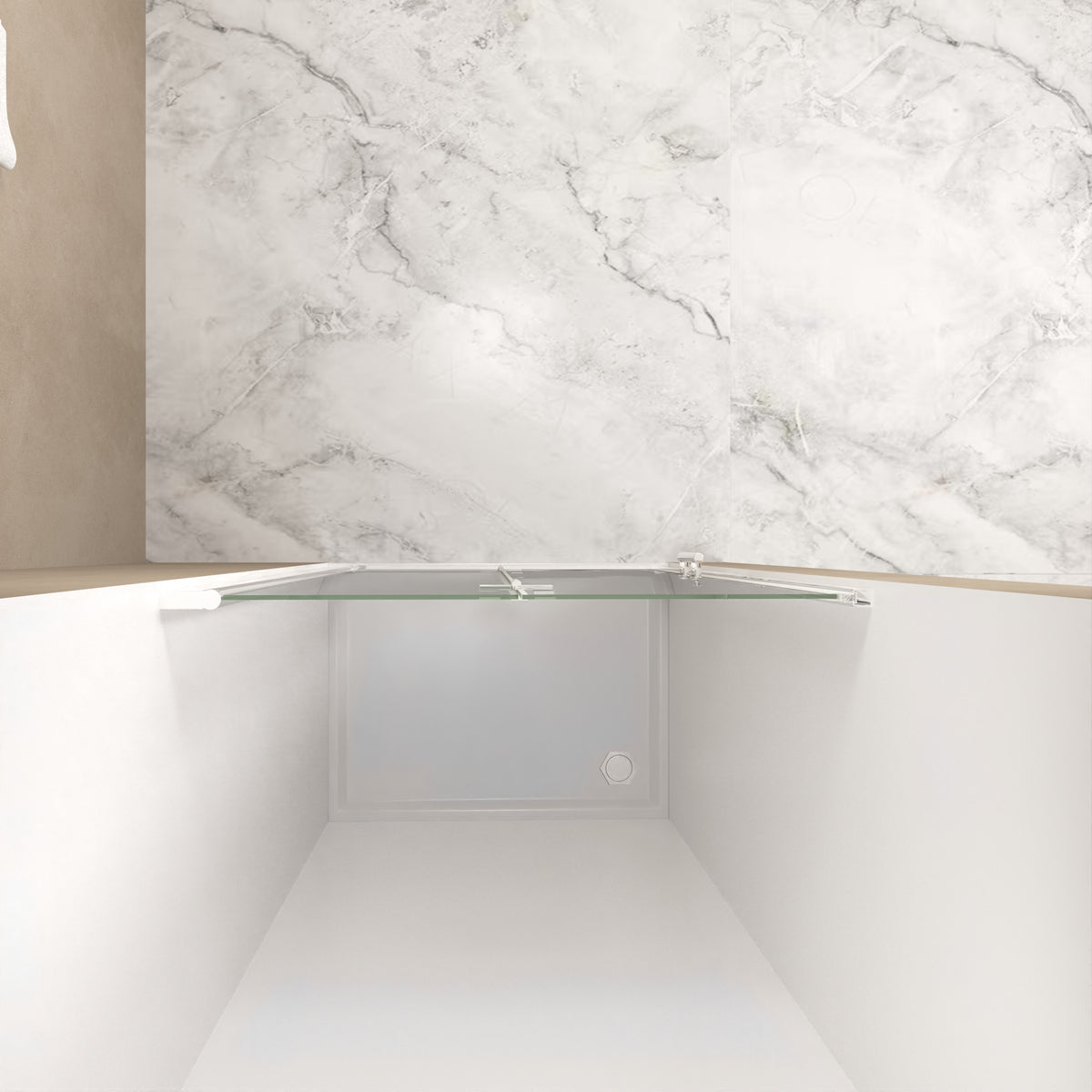 72" Bifold Shower Door, 1/4"(6mm) Tempered Glass, Chrome Aluminum Frame, Explosion Proof Film
