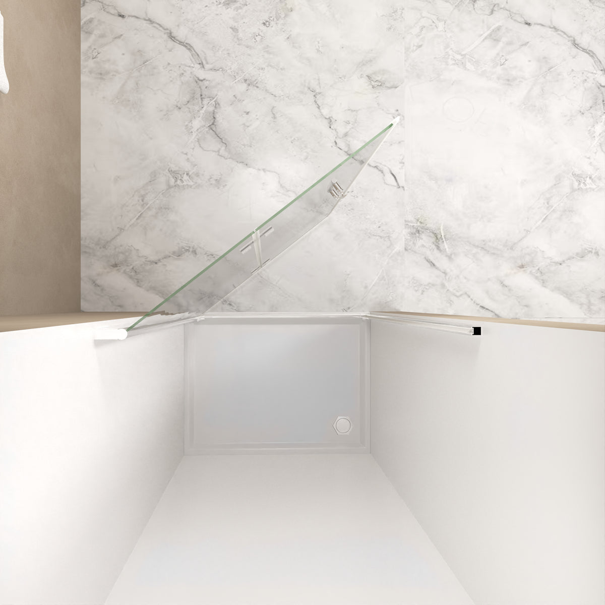 72" Bifold Shower Door, 1/4"(6mm) Tempered Glass, Chrome Aluminum Frame, Explosion Proof Film