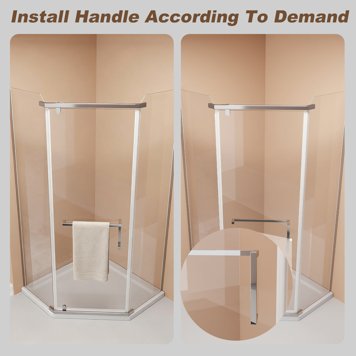 36x36x72" Pivot shower door, with 1/4" (6MM) tempered glass, Frameless Neo-Angle Pivot Shower Enclosure in for Bathroom Shower Door Chrome(NO INCLUDED Neo-Angle Shower Base )