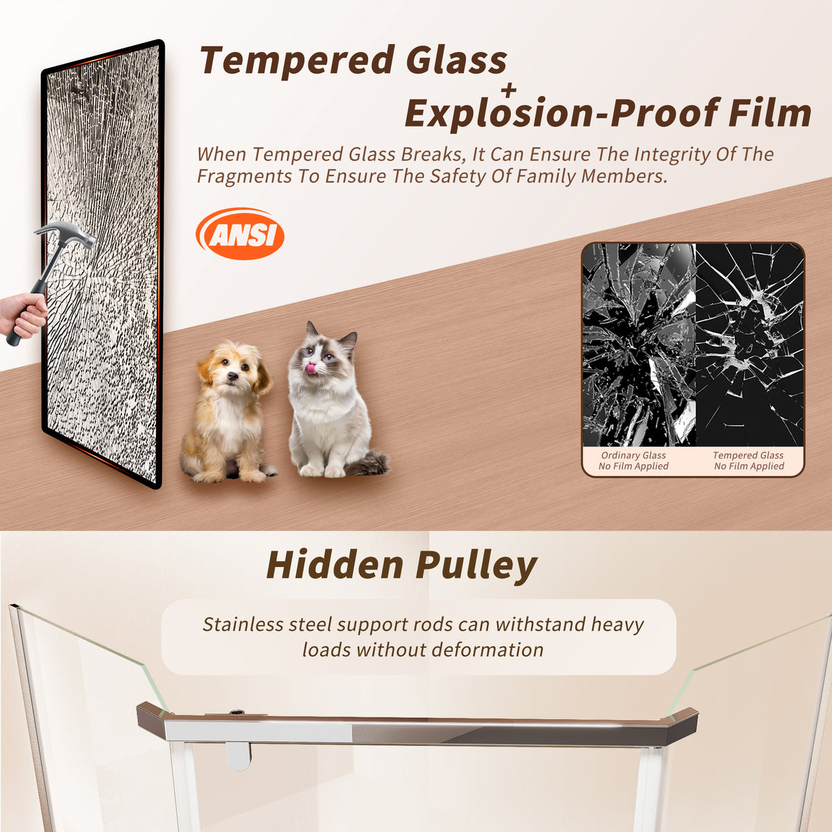 36x36x72" Pivot shower door, with 1/4" (6MM) tempered glass, Frameless Neo-Angle Pivot Shower Enclosure in for Bathroom Shower Door Chrome(NO INCLUDED Neo-Angle Shower Base )