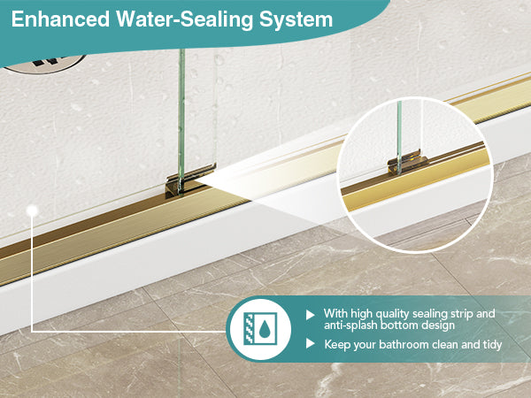 Brushed Gold Double Sliding Shower Door, Semi-Frameless, 55–60 in. W x 76 in. H, Model S0102