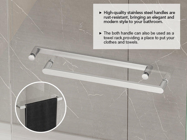 Brushed Nickel Double Sliding Shower Door, Semi-Frameless, 43–48 in. W x 76 in. H, Model S0102