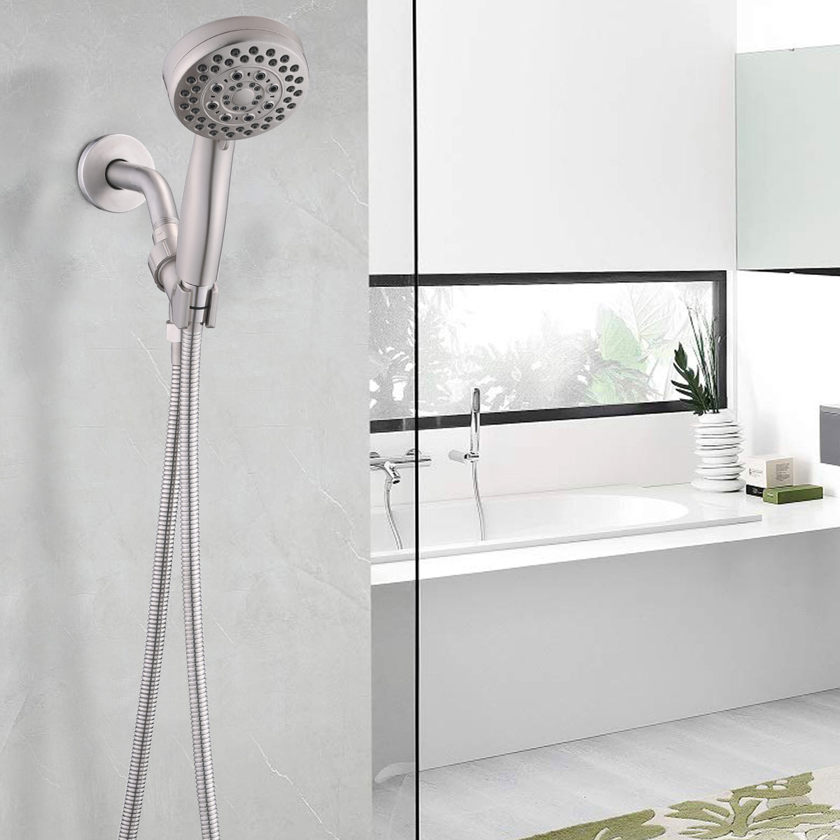 5 Mode Adjustable Settings Handheld Shower Head with Hose High Pressure Shower Heads