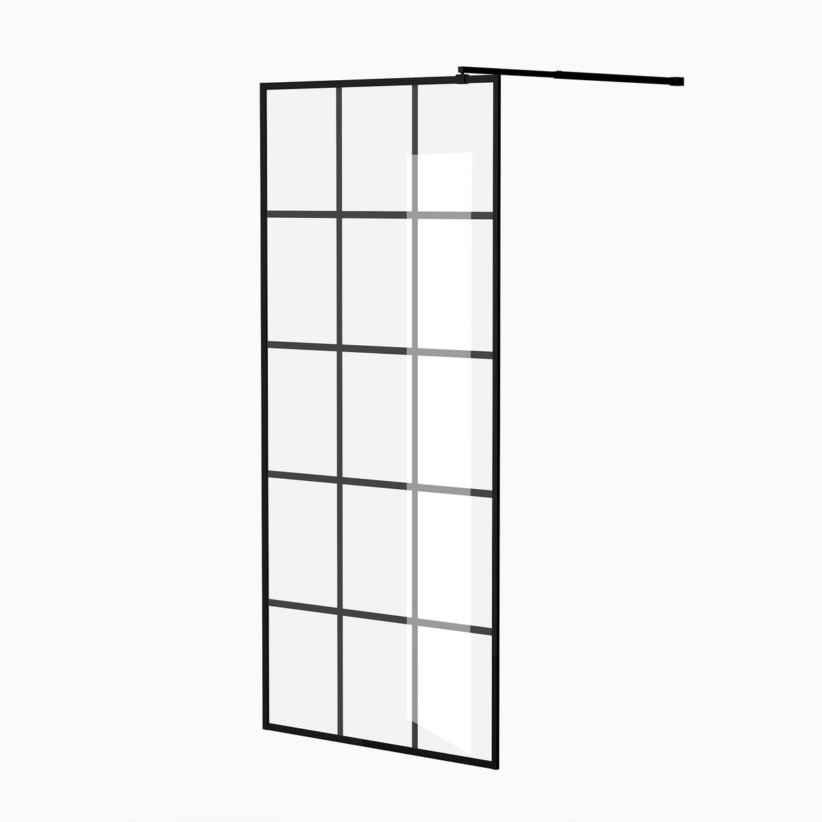 Framed Glass Shower Screen 34" Width x 72"Height with 1/4" 6mm Silk-printing Tempered Glass, Matte black aluminum and support bar, Shower door