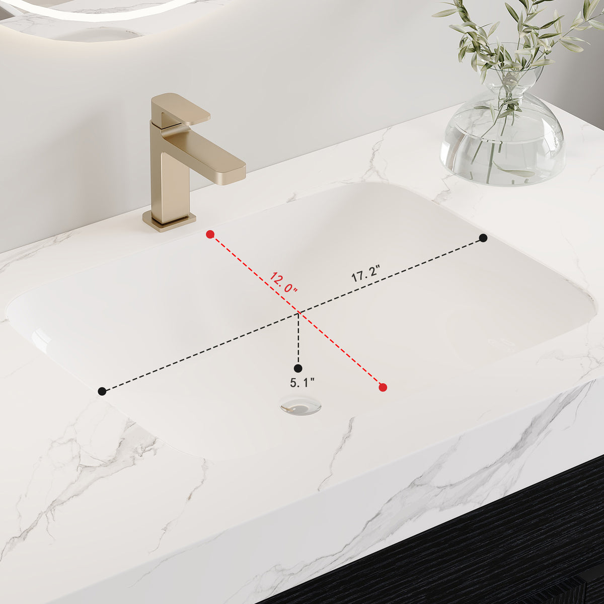 36" Floating Bathroom Vanity with Ceramic Sink and Faux Marble Top