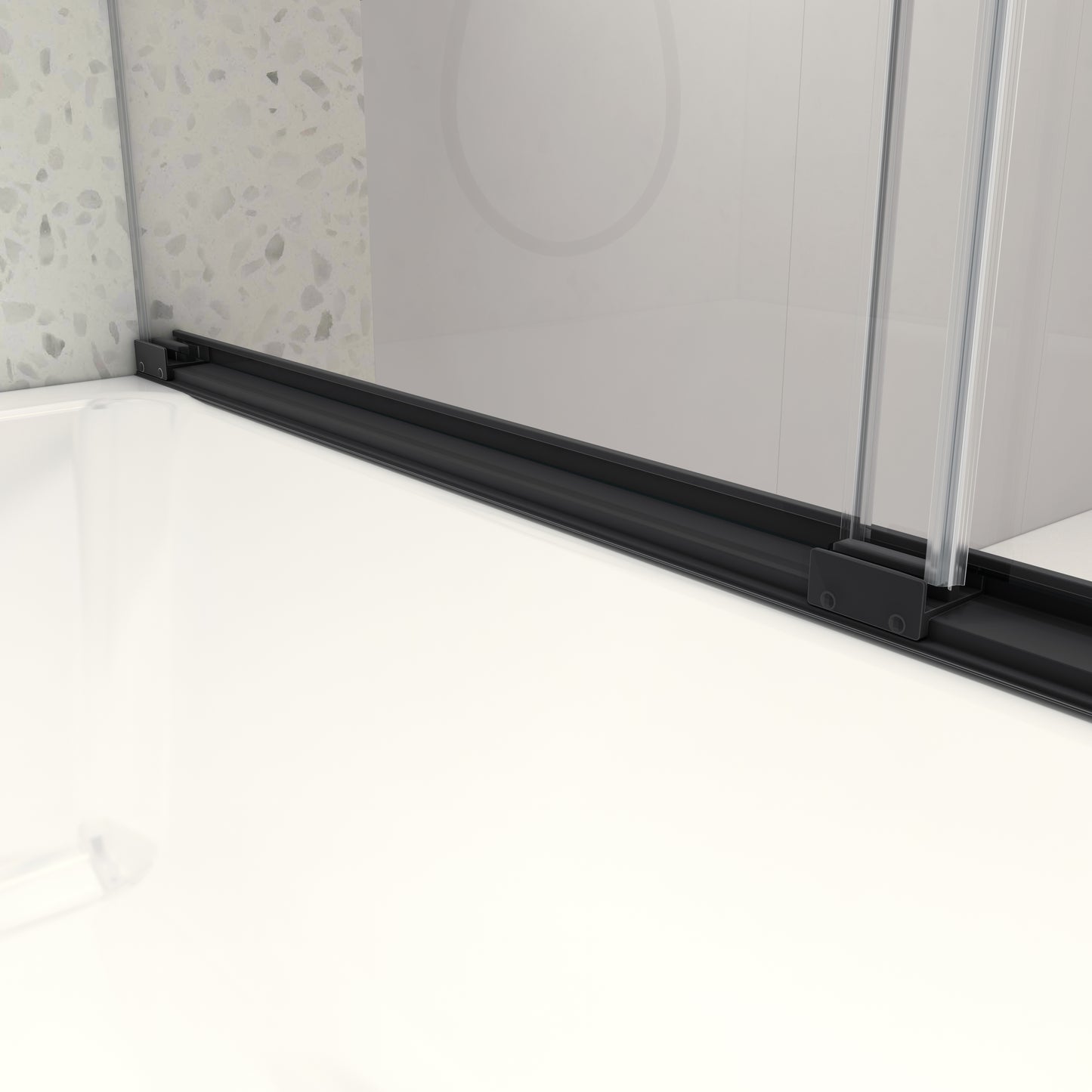 KPUY 76" H Frameless Double Sliding Shower Door | Soft Close | Matte Black (49"-60")