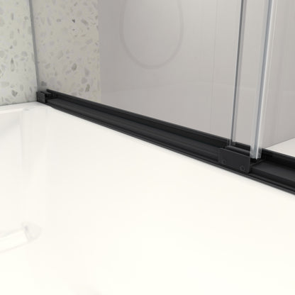 KPUY 76" H Frameless Double Sliding Shower Door | Soft Close | Matte Black (49"-60")