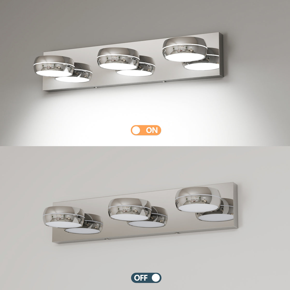 LED Vanity Lights 20in Bathroom Lights Fixtures over Mirror 3 Light LED Lighting Fixture for Bathroom 18W Mirror Lighting Fixture Modern Bath Light Bar Chrome Bath