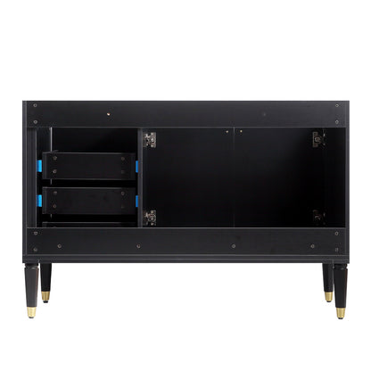 48'' Bathroom Vanity with Top Sink, Bathroom Storage Cabinet with 2 Soft Closing Doors and 3 Drawers, Single Sink Bathroom Vanity. black
