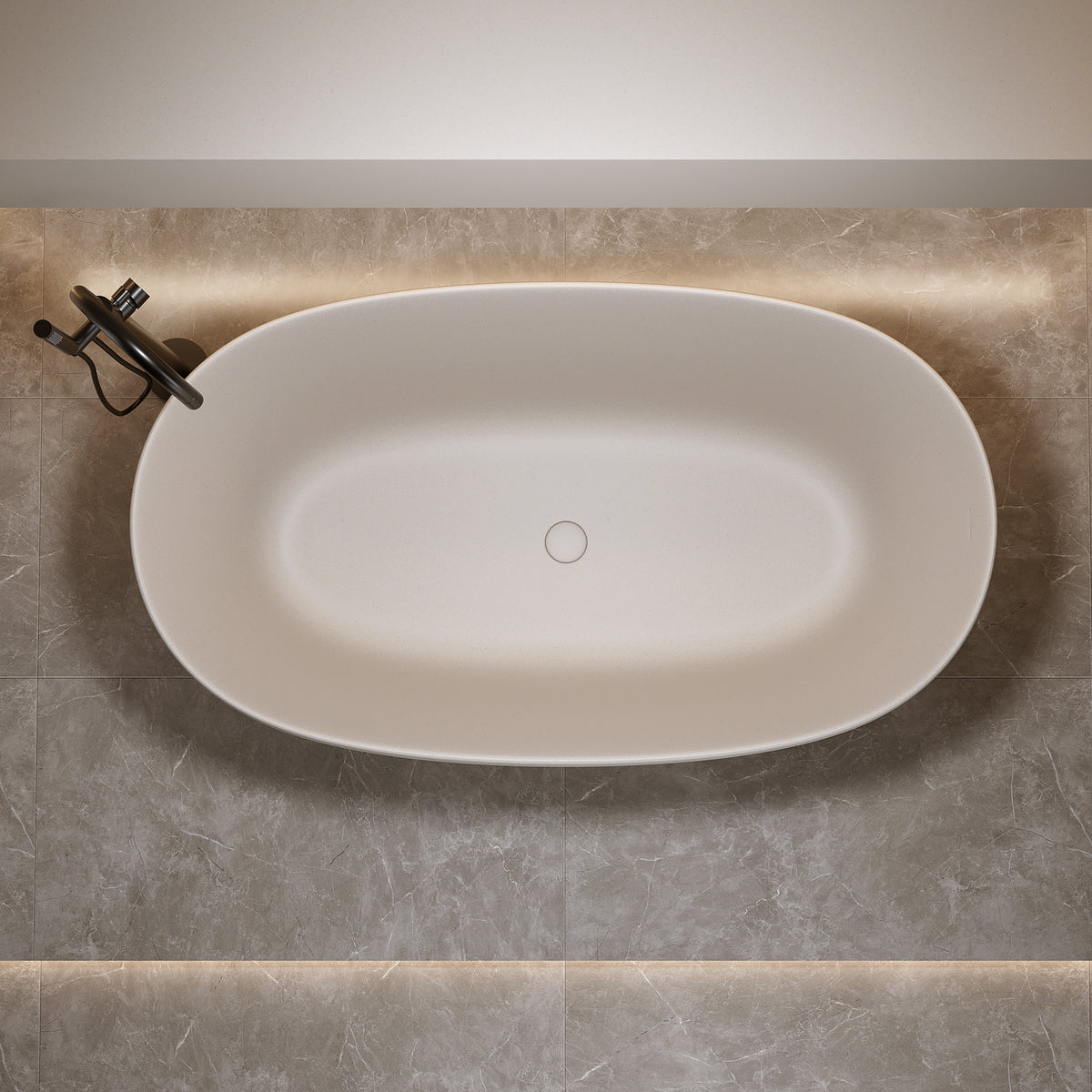 Freestanding Bathtub Resin Stone Soaking Bathtub Solid Surface Modern Tubs with Overflow and Pop-up Drain