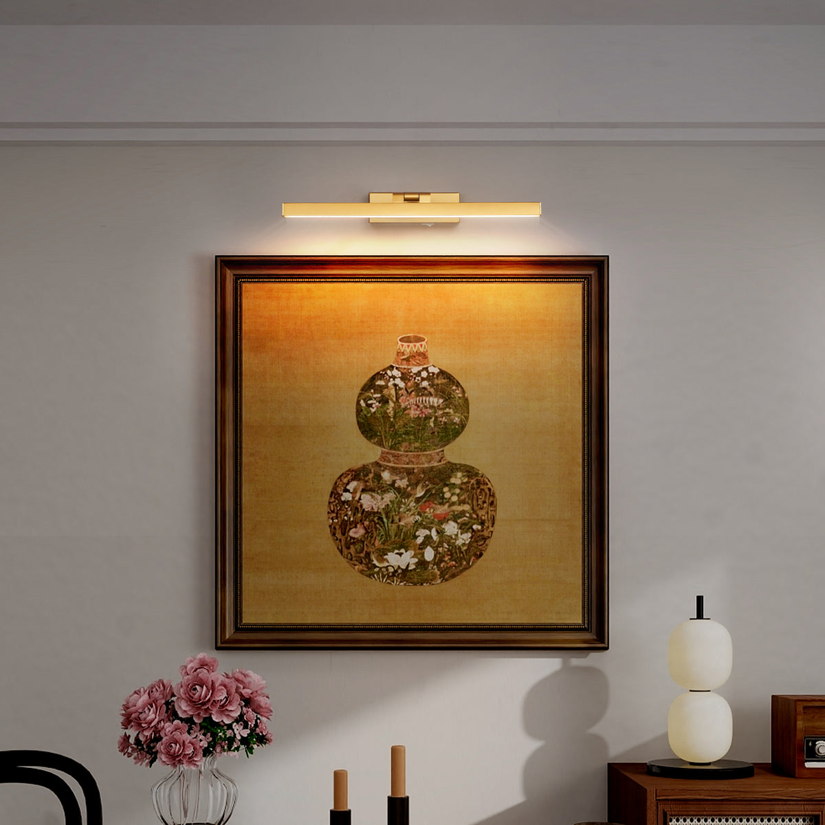 16inch Gold Bathroom Light Fixtures Over Mirror Modern Dimmable LED Vanity Light for Bathroom Wall Lighting