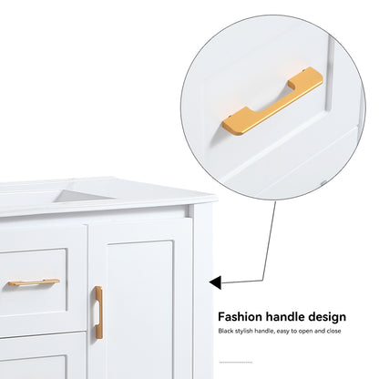 36"White Bathroom Vanity with Single Sink, Combo Cabinet Undermount Sink, Bathroom Storage Cabinet with 2 Doors and 2 Drawer, Soft Closing, Multifunctional Storage