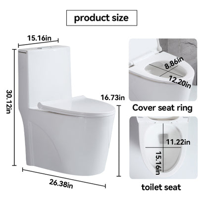 Small Compact One Piece Toilet Dual Flush
