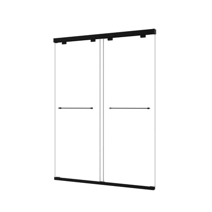 KPUY 76" H Frameless Double Sliding Shower Door | Soft Close | Matte Black (49"-60")