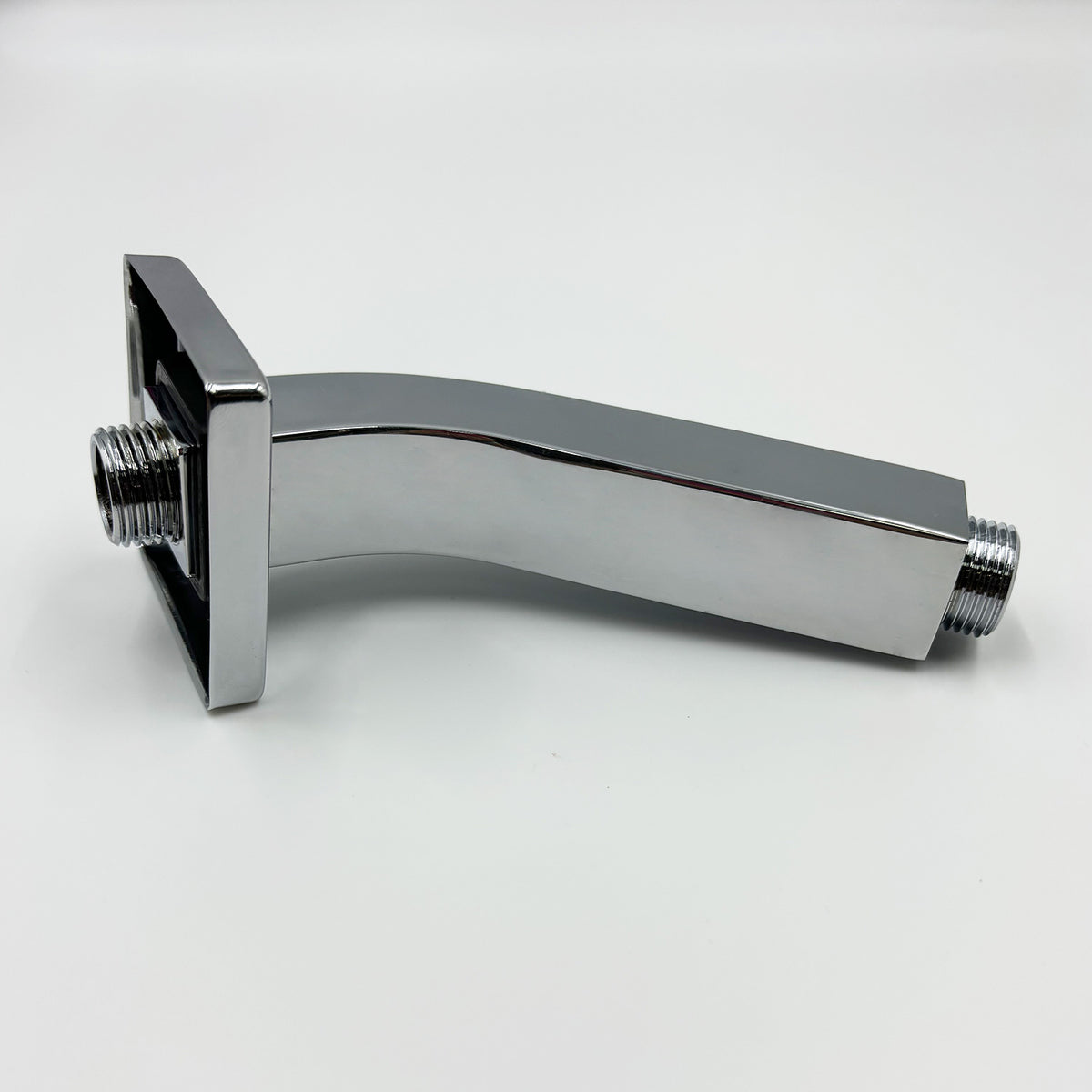 Square Shower Arm with Flange, 1/2 NPT Tapered Threads, Rain Shower Head Arm, Wall Mount Shower Extension Arm