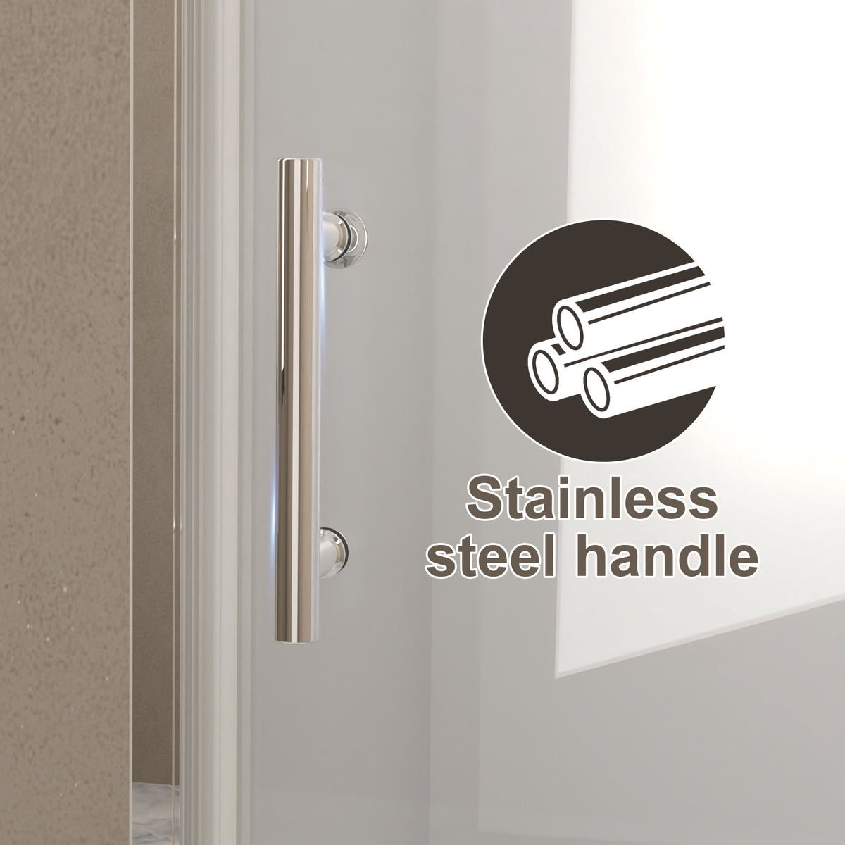 72" Bifold Shower Door, 1/4"(6mm) Tempered Glass, Chrome Aluminum Frame, Explosion Proof Film