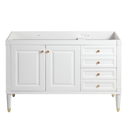 48'' Bathroom Vanity with Top Sink, Bathroom Storage Cabinet with 2 Soft Closing Doors and 3 Drawers, Single Sink Bathroom Vanity. White