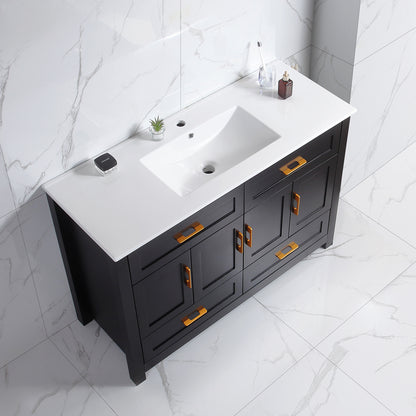 48" Black Bathroom Vanity with Ceramic Sink Combo, Abundant Storage Cabinet -4 Soft close doors and 4 drawers