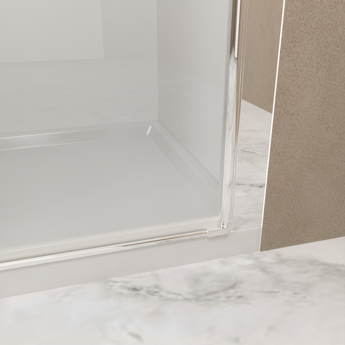 72" Bifold Shower Door, 1/4"(6mm) Tempered Glass, Chrome Aluminum Frame, Explosion Proof Film