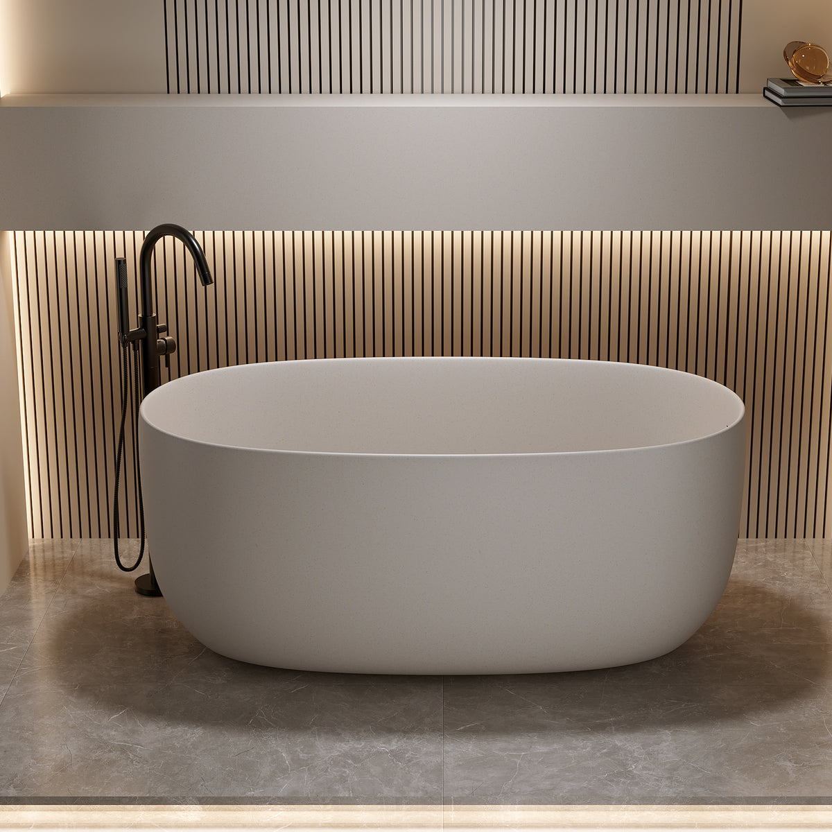 Freestanding Bathtub Resin Stone Soaking Bathtub Solid Surface Modern Tubs with Overflow and Pop-up Drain