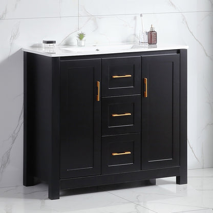 36" Black Bathroom Vanity with Single Sink, Combo Cabinet Undermount Sink, Bathroom Storage Cabinet with 2 Doors and 2 Drawer, Soft Closing, Multifunctional Storage