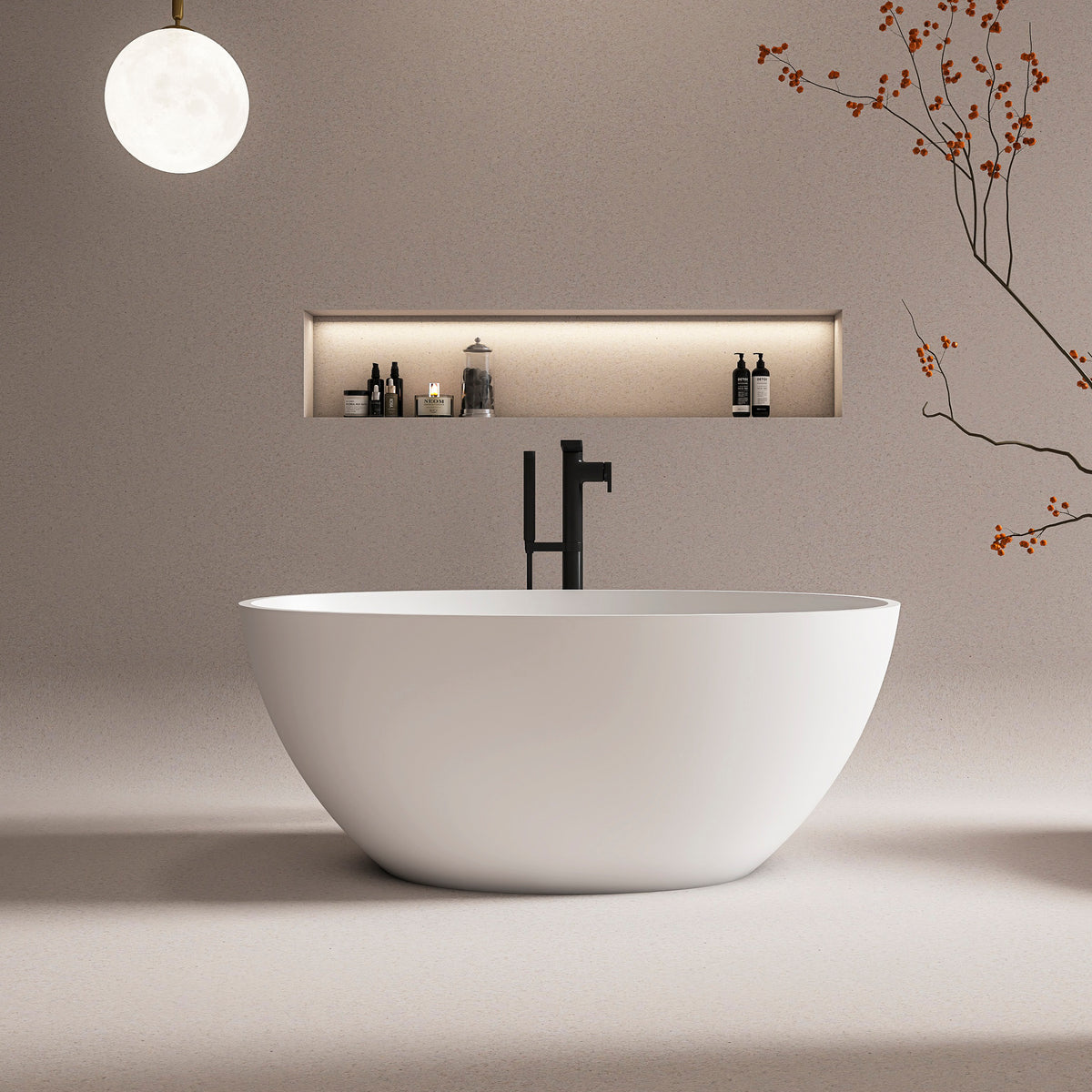 55 inch freestanding solid surface soaking bathtub for bathroom